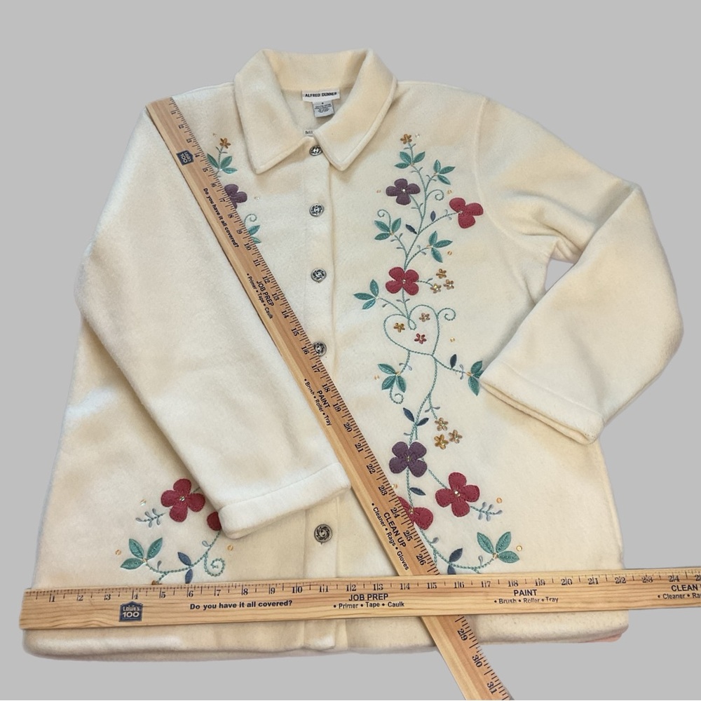 Alfred Dunner S Shacket White Ivory Embroidery Oversized Pockets CottageCore - Picture 4 of 10